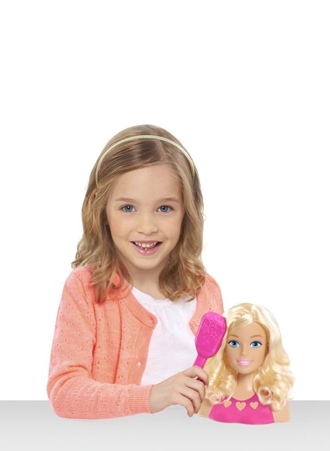 2-Piece Mini Blonde Styling Head With Brush Set Designed With Soft And Bright Colours 13x8.5x15cm
