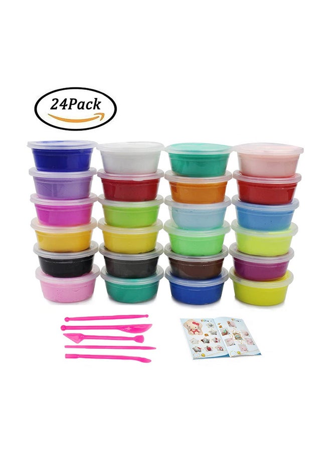 Super Light - 24-Piece Colours Fluffy Slime Soft Clay Diy Modelling Set For Children 20x13.2x11cm - Image 1