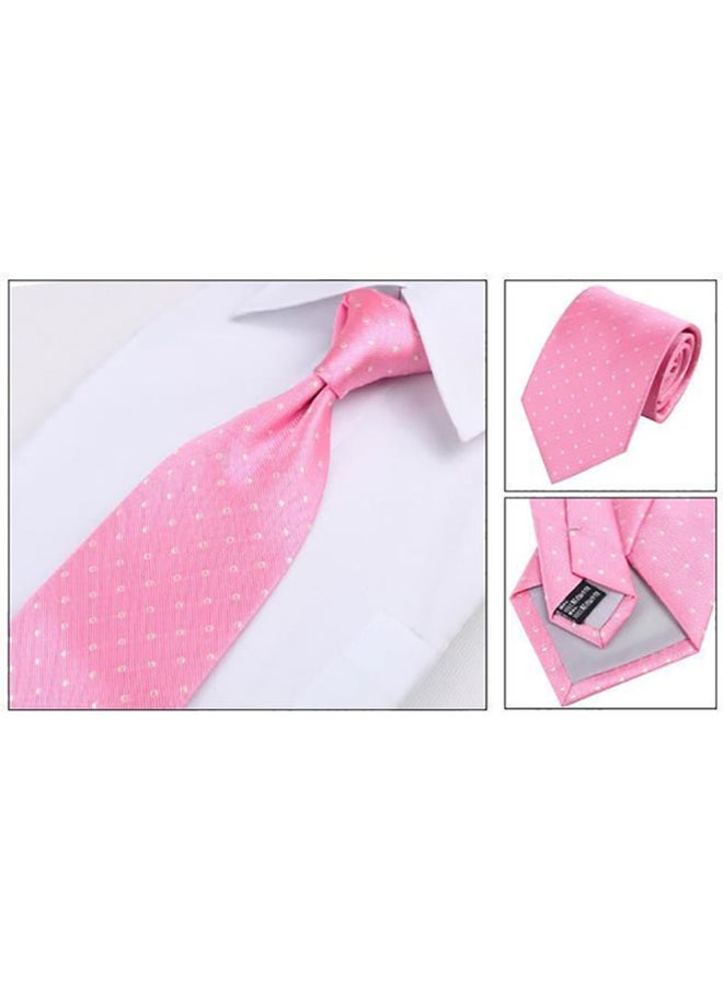 5-Piece Polka Dots Printed Tie Accessories Set Pink/White - Image 2