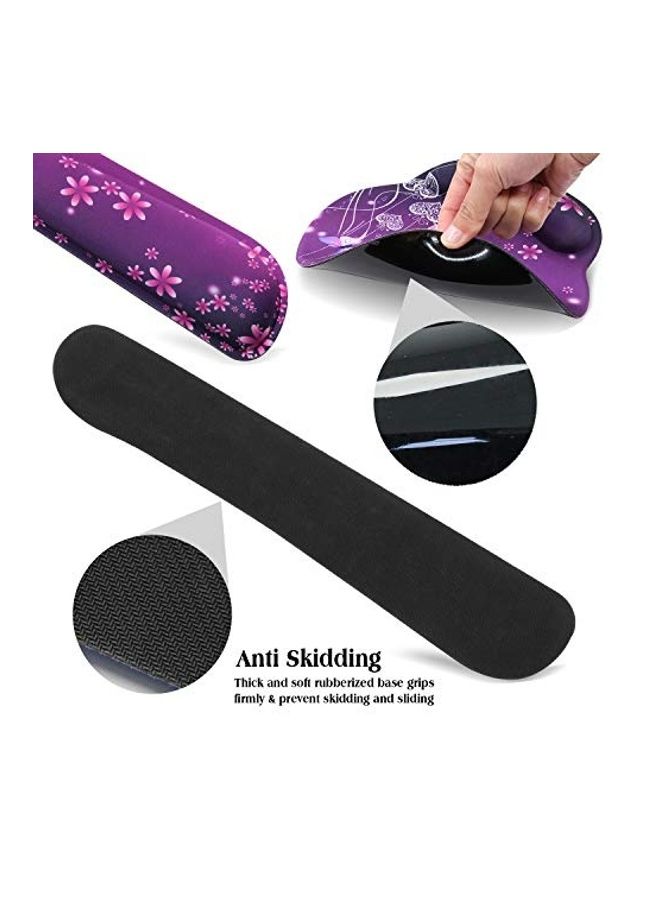 Generic 2-Piece Butterfly Printed Mouse Pad And Wrist Rest Set Purple/Pink/White  - Image 3