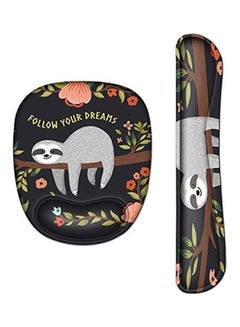 2-Piece Sloth Printed Mouse Pad And Wrist Rest Set Multicolour