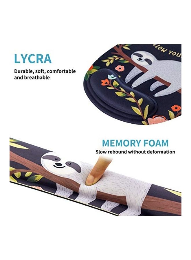 Generic - 2-Piece Sloth Printed Mouse Pad And Wrist Rest Set Multicolour - Image 1