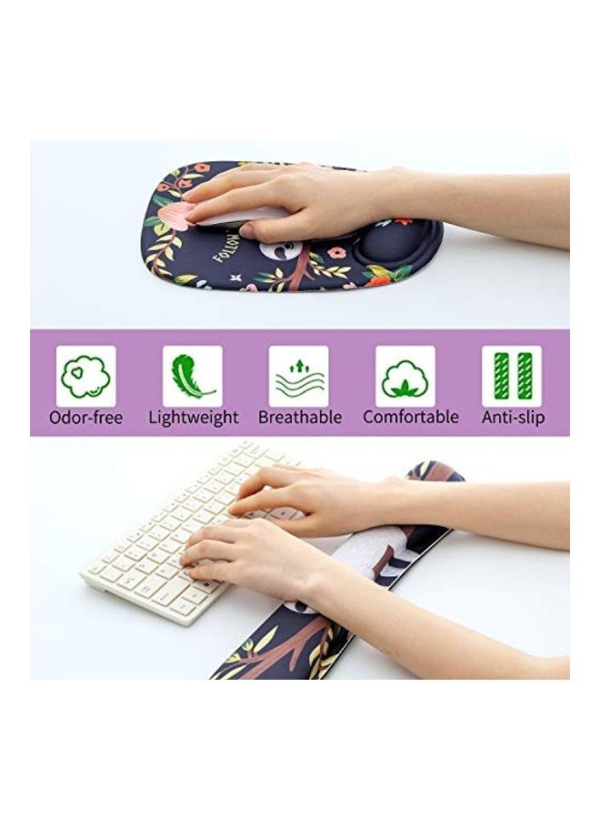 Generic - 2-Piece Sloth Printed Mouse Pad And Wrist Rest Set Multicolour - Image 1