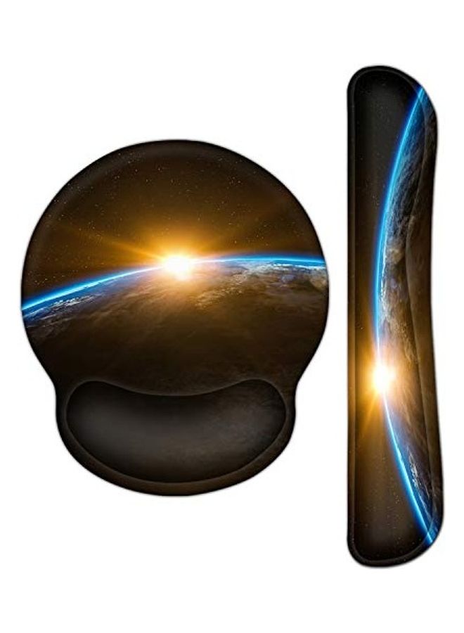 Generic Printed Mouse Pad And Keyboard Wrist Pad Set Earth Sunrise  - Image 1