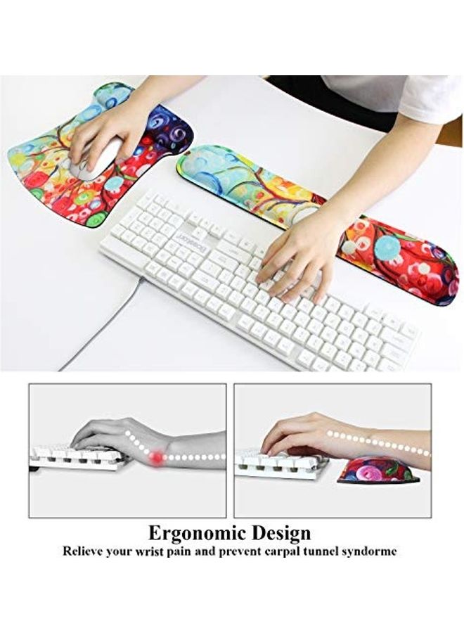 Generic 2-Piece Printed Mouse Pad And Wrist Rest Set Multicolour  - Image 3