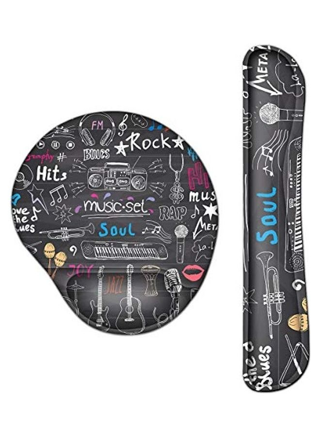 Generic 2-Piece Music Printed Keyboard Wrist Rest Pad And Mouse Pad Set Multicolour 