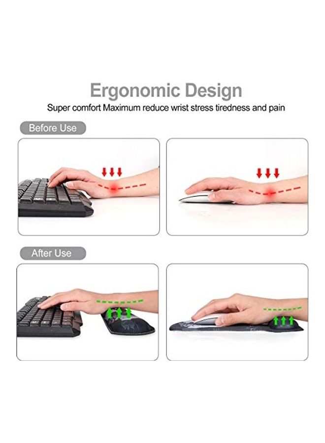 2-Piece Keyboard Wrist Supper And Mouse Pad Set Multicolour