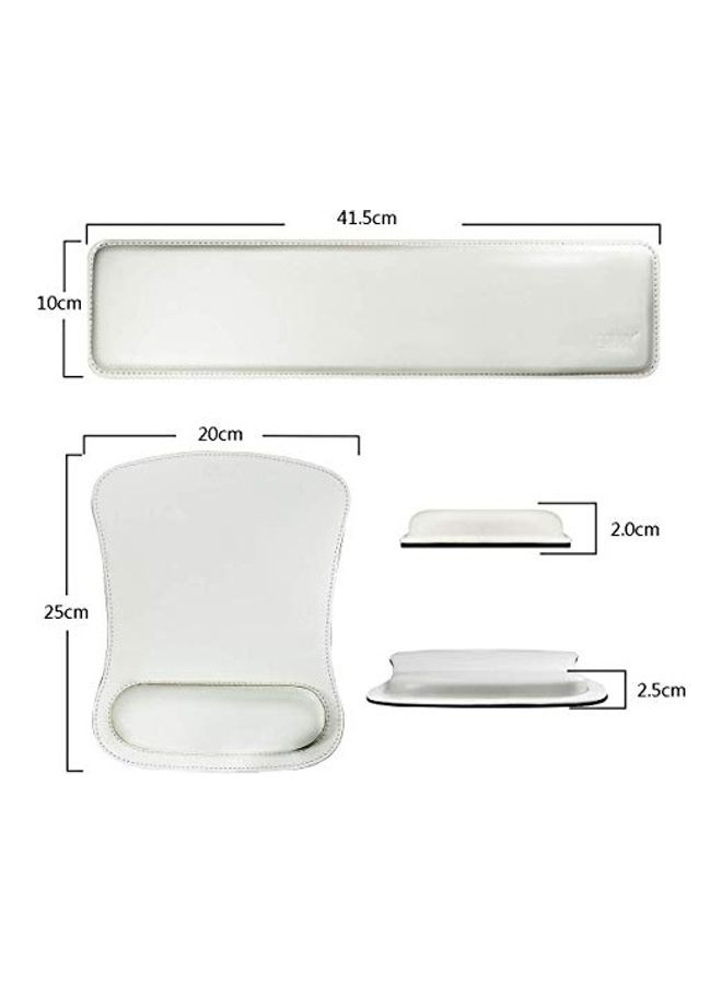 Generic 2-Piece Leather Mouse Pad With Keyboard Wrist Rest Off-White - Image 2