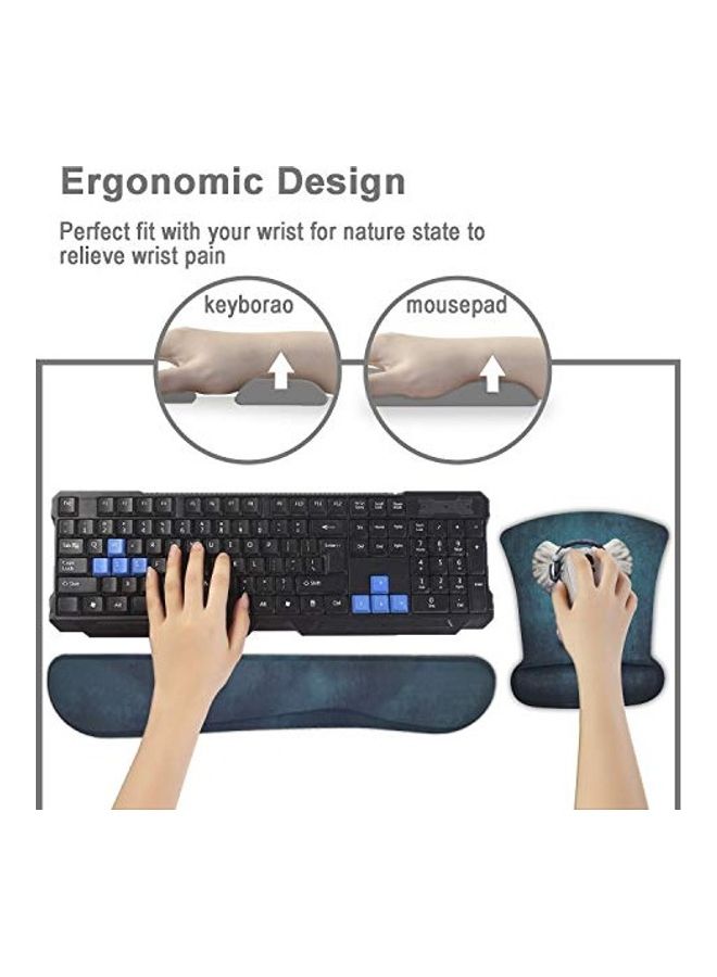 Generic 2-Piece Printed Mouse Pad With Keyboard Wrist Rest Adorable Elephant  - Image 3