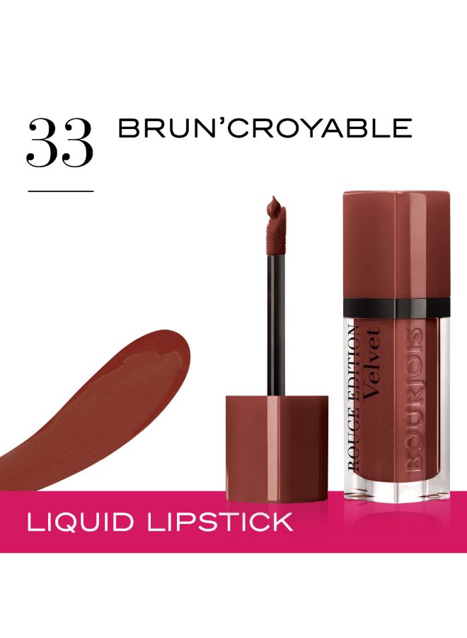 BOURJOIS PARIS Rouge Edition Velvet Liquid Lipstick, 7.7 ml - 0.26 fl oz 33 Brun’Croyable  - Image 2