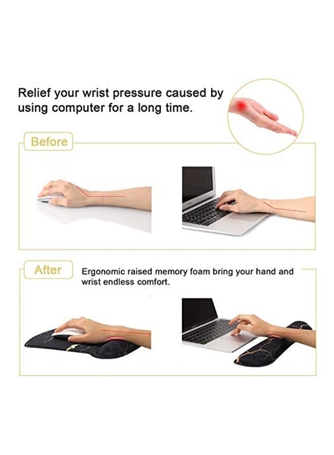 Generic - 2-Piece Printed Mouse Pad With Keyboard Wrist Rest Black/Gold - Image 1