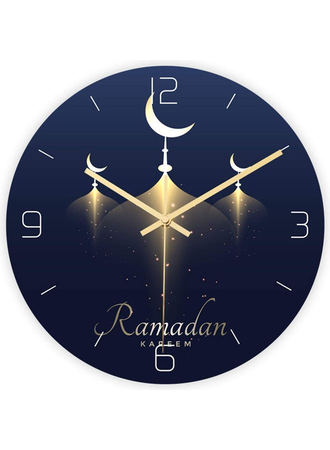 Ramadan Kareem Printed Wall Clock Sticker Blue/Yellow/White - Image 1