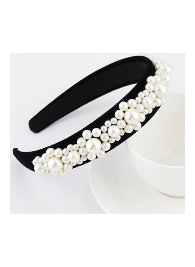 Beauenty Pearl Diamond Edged Hair Band Black/White