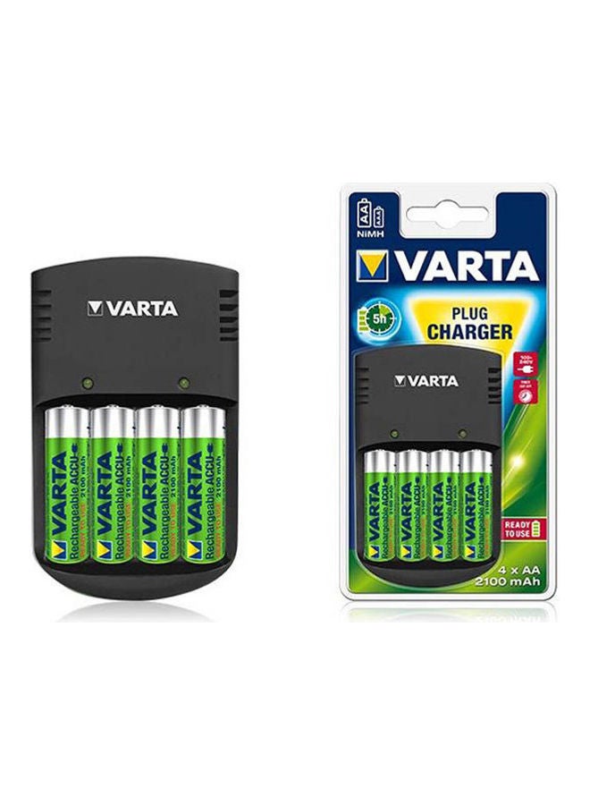فارتا - شاحن بطارية بمنفذ EE يشحن 4 بطاريات فئة AA أو 4 بطاريات فئة AAA 240 mAh أسود - Image 1