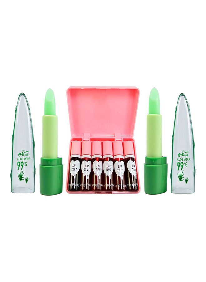 Heng Fang Pack Of 6 Lip Tint With 2 Aloe Vera Lipstick Set Multicolour  - Image 1
