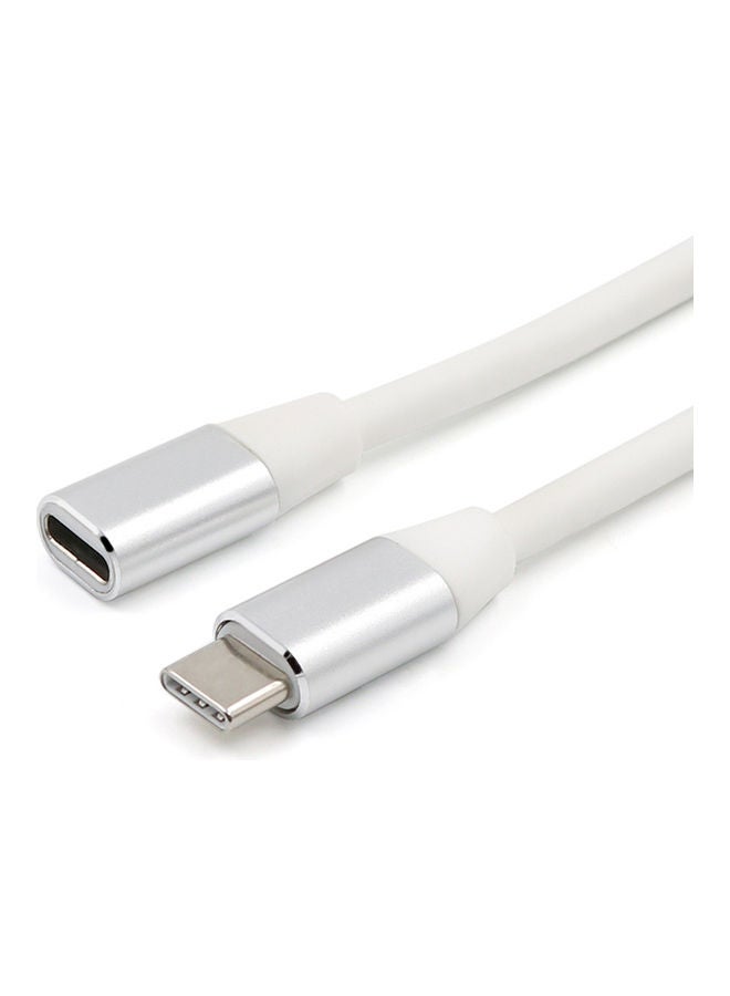 سلك تمديد Type-C بطول 1 متر أبيض/فضي - Image 3
