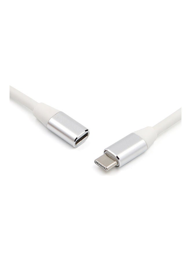 سلك تمديد Type-C بطول 1 متر أبيض/فضي - Image 2