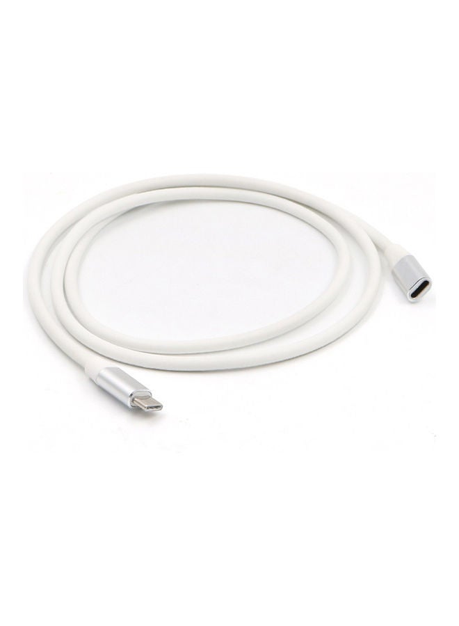 سلك تمديد Type-C بطول 1 متر أبيض/فضي - Image 1