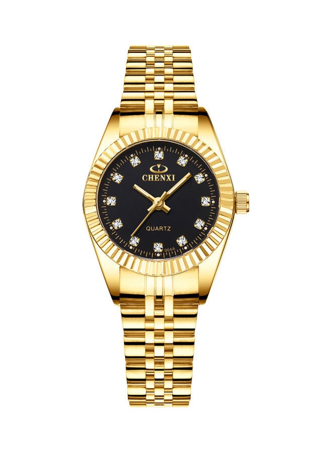 ساعة يد كوارتز عصرية مع سوار فولاذي صلب، مؤشر مضيء J-517B - مقاس 26 مم - لون ذهبي للنساء - Image 1