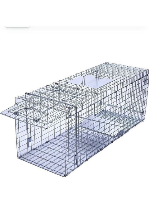 Collapsible Humane Live Animal Trap Silver 60 x 18 x 20cm
