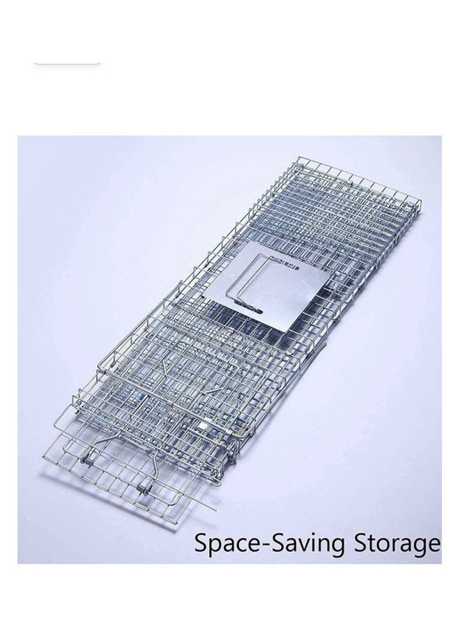 Collapsible Humane Live Animal Trap Silver 60 x 18 x 20cm