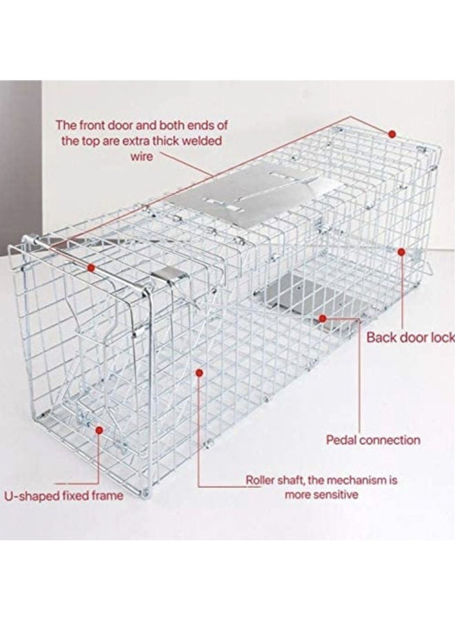 Collapsible Humane Live Animal Trap Silver 60 x 18 x 20cm