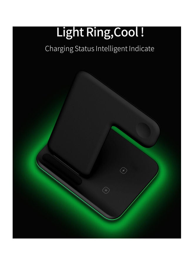 شاحن لاسلكي 3 في 1 لهواتف الموبايل أسود - Image 2