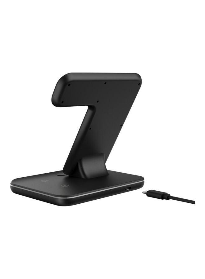 شاحن لاسلكي 3 في 1 لهواتف الموبايل أسود - Image 4