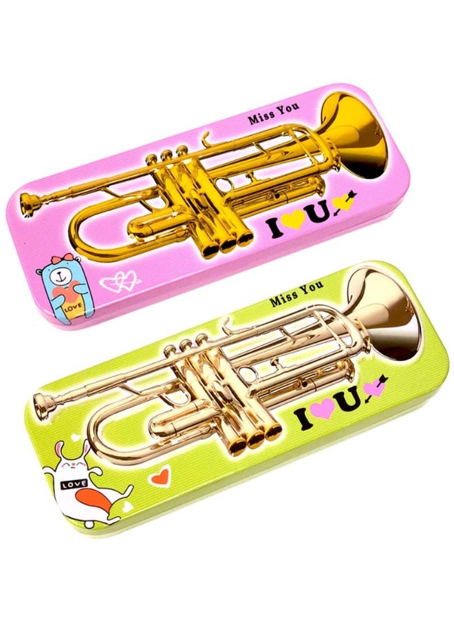 2-Piece Metal Two-Layer Pencil Case Box Set Multicolour - Image 1