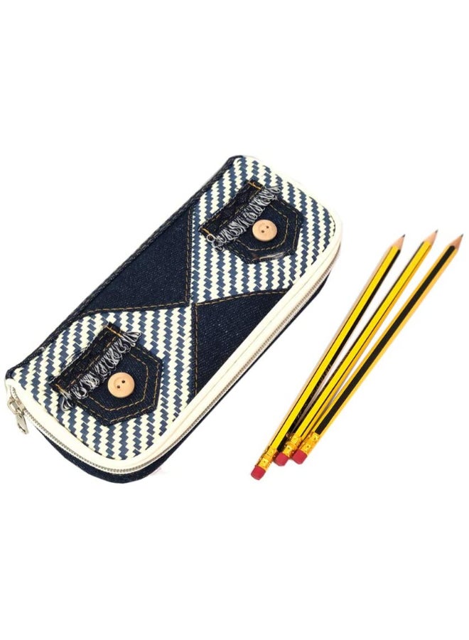Coast Demin Pencil Case Pouch Blue/White - Image 2