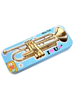 Coast Metal Two-Layer Pencil Case Box Blue/Gold