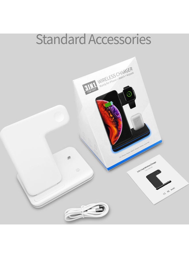 3 In 1 Wireless 15W Fast Charging Station Pad White - Image 5