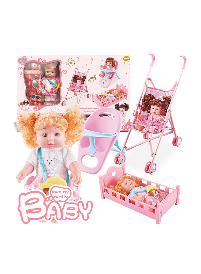 Kidle Vinyl Baby Doll With Trolley And Accessories For Kids, For Ages 3 Year And Above 63x42x10.5cm - Image 3
