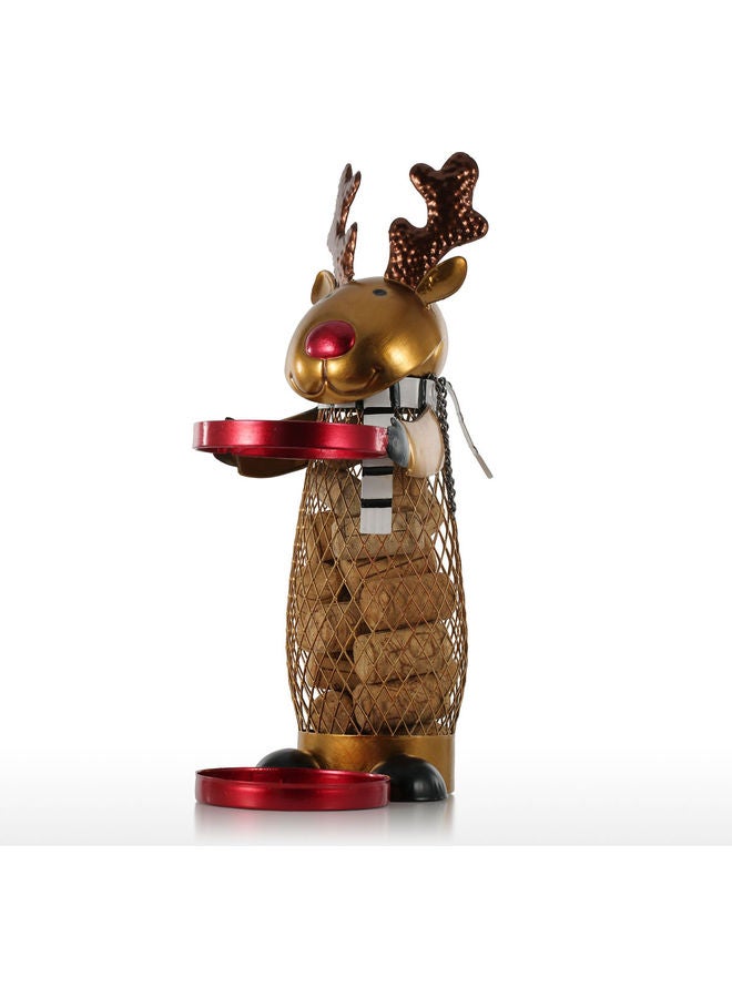 TOOARTS Decorative Elk Beverage Rack Gold/Red 18x12x33cm - Image 1
