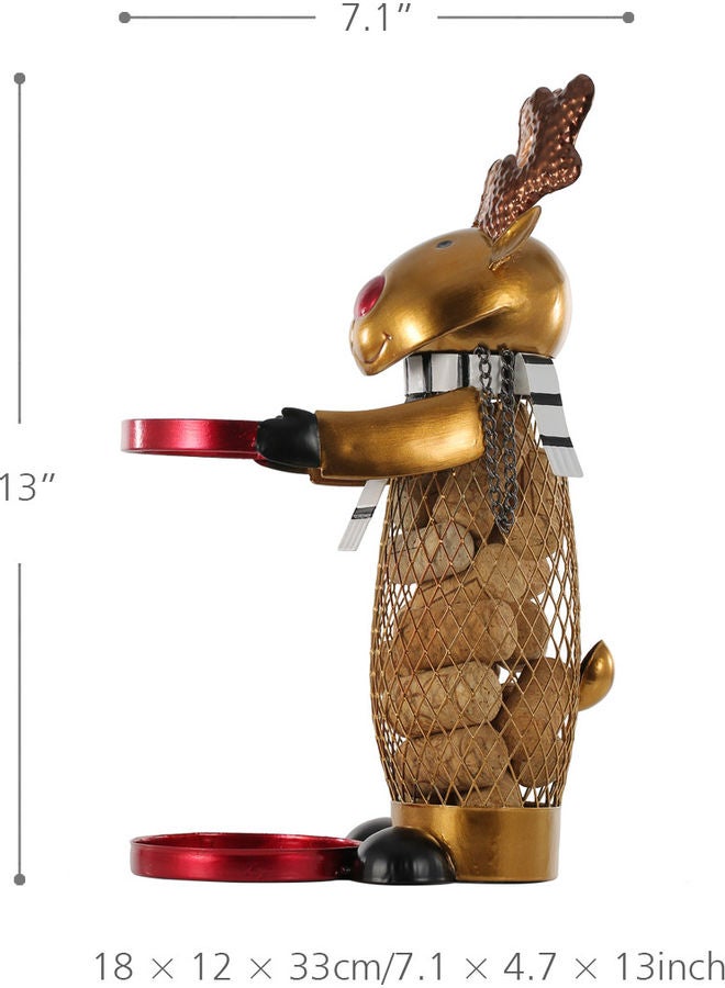 TOOARTS Decorative Elk Beverage Rack Gold/Red 18x12x33cm - Image 2