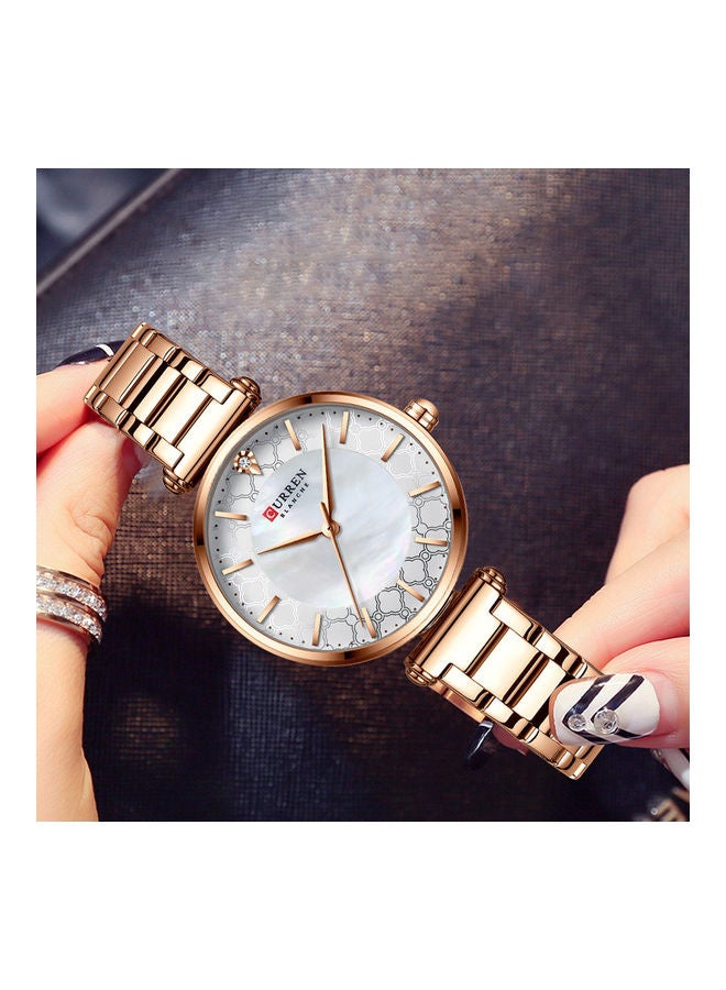 كارين ساعة يد بعقارب مقاومة للماء طراز J-4802RG - 31 مم - ذهبي وردي للنساء - Image 2