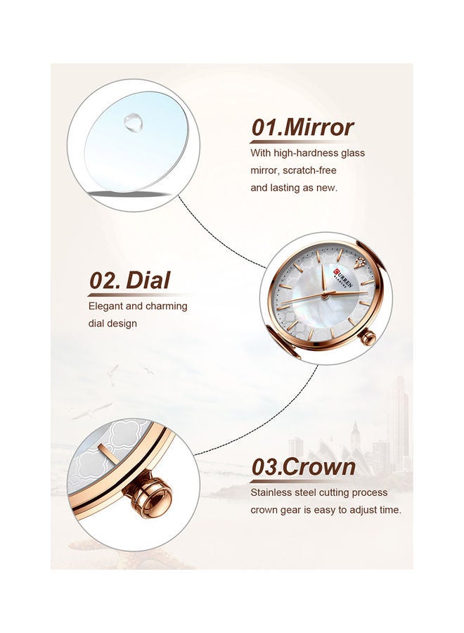 كارين ساعة يد بعقارب مقاومة للماء طراز J-4802RG - 31 مم - ذهبي وردي للنساء - Image 3