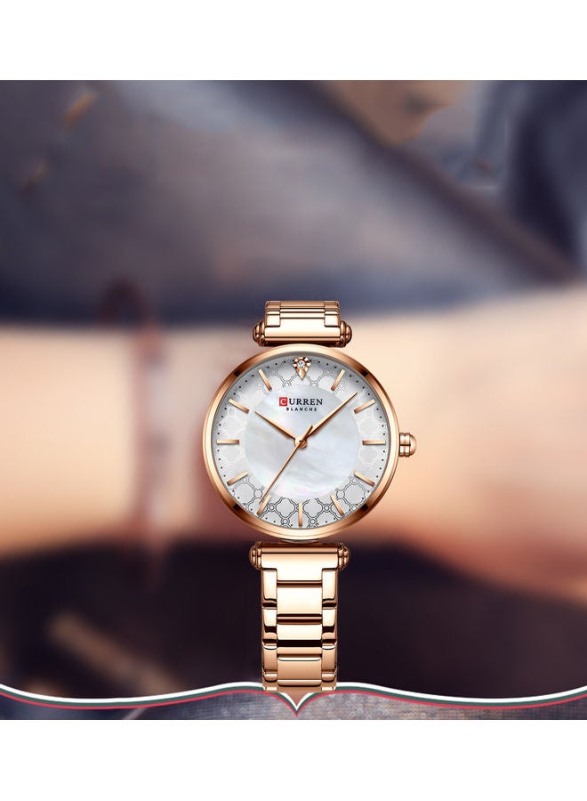 كارين ساعة يد بعقارب مقاومة للماء طراز J-4802RG - 31 مم - ذهبي وردي للنساء - Image 4