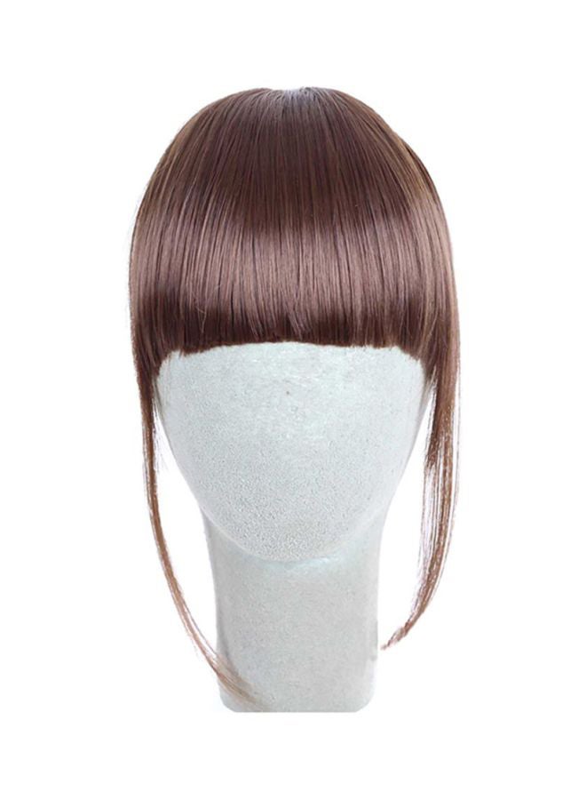 شاربدو شعر مستعار بتصفيفة غرة قصيرة منسدلة بني متوسط 15x30سم - Image 1