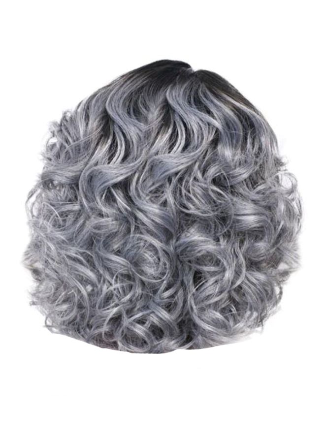 شاربدو شعر مستعار من الألياف الصناعية قصير ومموج بقصة أنيقة رمادي - Image 1