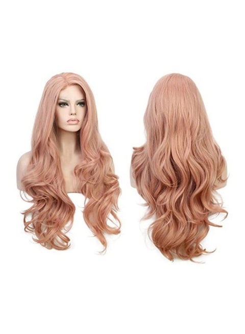 Synthetic Wave Curly Long Wig Pink 20x18x3cm