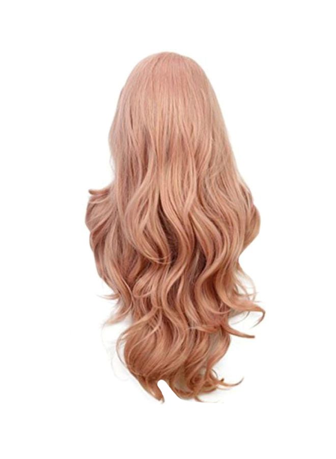 Voberry - Synthetic Wave Curly Long Wig Pink 20x18x3cm - Image 1