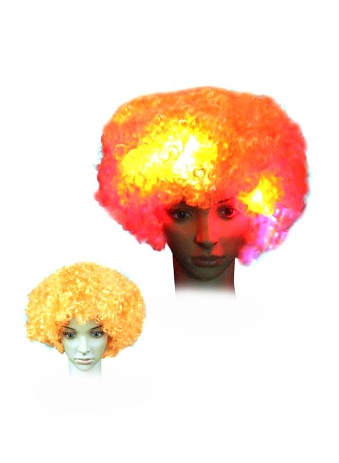 Voberry Party Disco LED Flash Afro Masquerade Clown Hair Wig Orange 25x16x5cm - Image 1