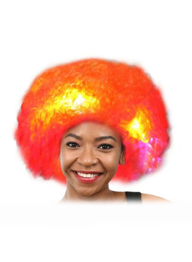 Voberry Party Disco LED Flash Afro Masquerade Clown Hair Wig Orange 25x16x5cm - Image 2