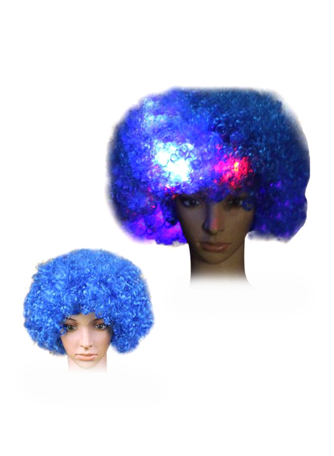 Voberry Party Disco LED Flash Afro Masquerade Clown Hair Wig Blue 25x16x5cm - Image 1