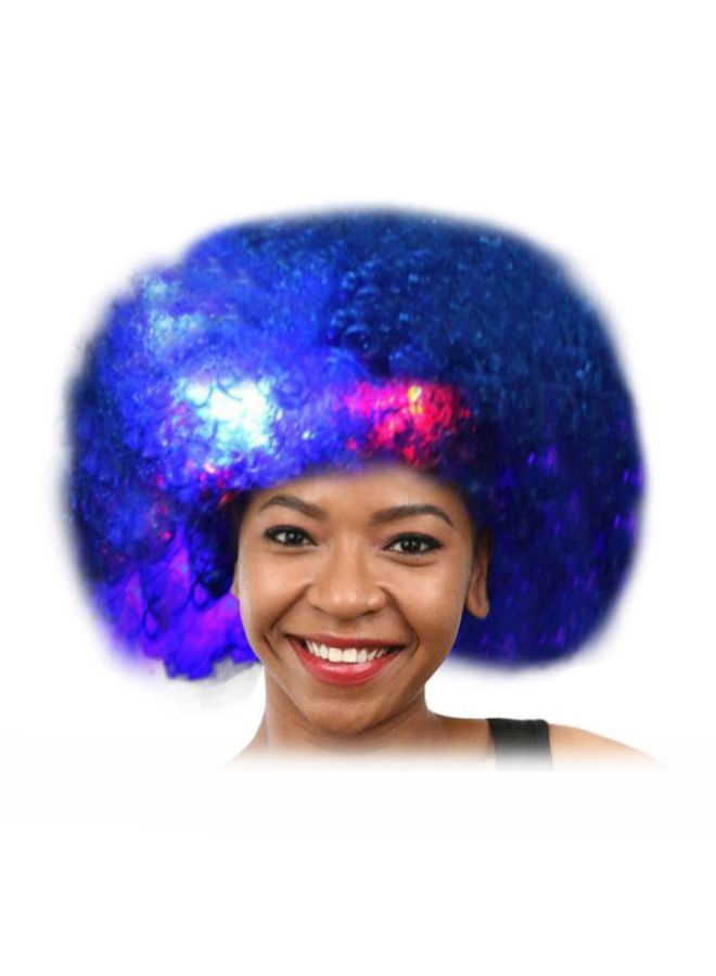 Voberry Party Disco LED Flash Afro Masquerade Clown Hair Wig Blue 25x16x5cm - Image 2