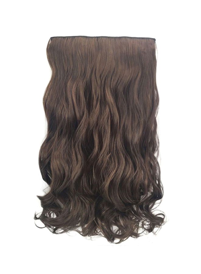 Voberry 1-Piece  5 Clip Curly Wave Roll Hair Wig Brown 18x15x3cm