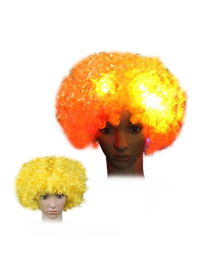 Voberry Party Disco LED Flash Afro Masquerade Clown Hair Wig Yellow 25x16x5cm - Image 1