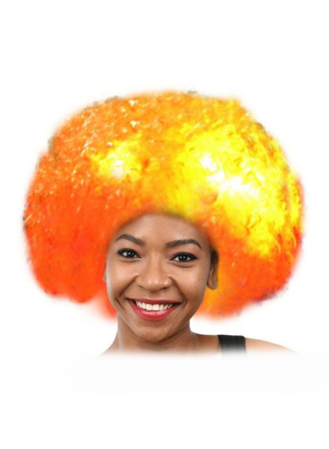 Voberry Party Disco LED Flash Afro Masquerade Clown Hair Wig Yellow 25x16x5cm - Image 2