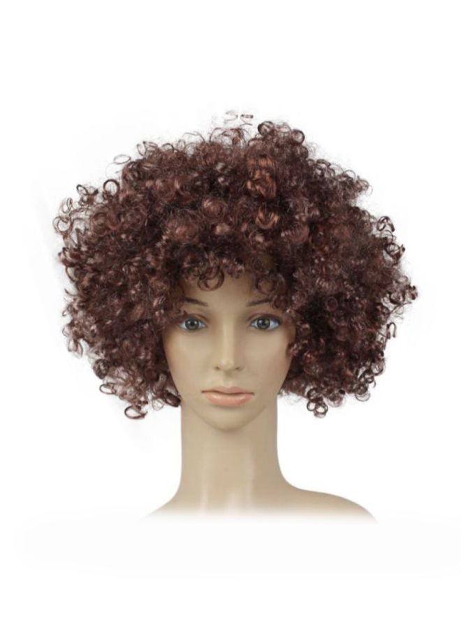 Voberry Party Disco Funny Afro Clown Masquerade Hair Wig Brown 25x16x5cm - Image 1